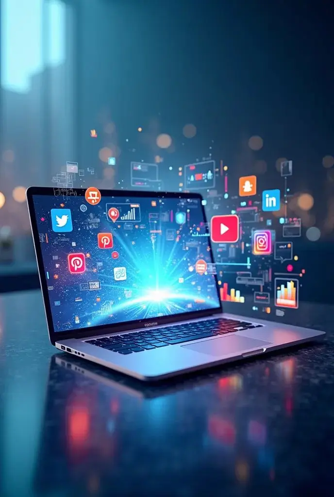 Digital Marketing Specialist in Kannur showcasing real-time social media growth and online brand performance through advanced tools on a laptop